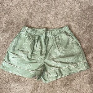 Nordstrom Mint Green Floral Drawstring Pajama Shorts